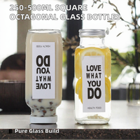 Bouteilles en verre carrées transparentes avec bouchon à vis, anti-fuite, pour boissons gazeuses, étiquette personnalisée, 250 ml, 350 ml, 500 ml