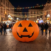 Grande citrouille gonflable lumineuse pour Halloween, décoration décorative de fête avec lumière nocturne, grande citrouille décorative d'Halloween pour l'extérieur