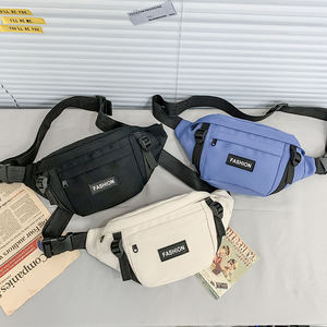 Witte unisex crossbodytas voor heren met ritssluiting, anti-diefstal canvas heuptas voor telefoon. - Product Image 5