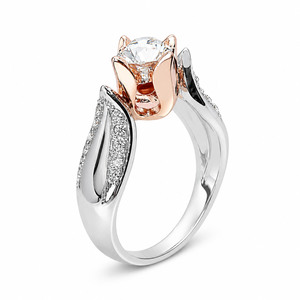 Anello floreale bicolore con rose per donna, anello creativo alla moda - Product Image 1