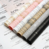 Papier d'emballage pour fleurs de style journalier avec texte anglais, estampage à chaud, imperméable, élégant, pour fleuristes, vente en gros