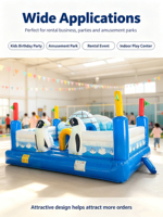 Castillo Inflable Penguin Ice World, Parque Infantil con Temática Deportiva, Piscina de Pelotas, Túnel Iglú, Modelo de Pingüino 3D, PVC Comercial