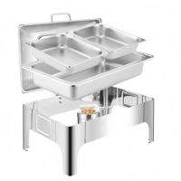 Plateau de nourriture moderne en acier inoxydable Fournitures d'hôtel-Ensemble de chauffe-plats en verre et métal pour buffet Carburant pour la restauration de fête de mariage
