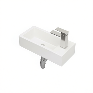 Lavabo da Bagno Rettangolare in Ceramica Bianca da Parete 14.57x7.28 Pollici con Foro Singolo per Rubinetto Design Minimalista - Product Image 1