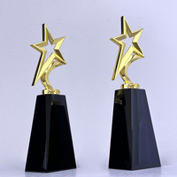 Trophée étoile en métal doré, argent et bronze personnalisé Crystal Star Award avec MH-N07 de base noire