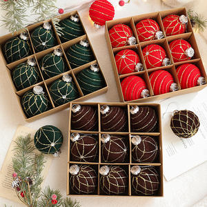 Bolas de Navidad de Plástico Flocado de 8CM, Juego de Bolas de Colores para Árbol de Navidad en Caja, Adornos Colgantes para Decoración Navideña - Product Image 1