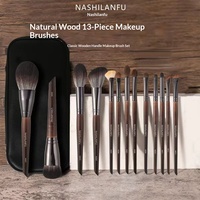 Nouvel ensemble de 13 pinceaux de maquillage en fibres synthétiques Cangzhou avec manche en bois pour le contour des yeux, les fards à paupières, le blush, la poudre libre et les sourcils