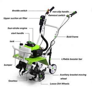 Rototiller multifuncional agrícola pequeño azada doméstica deshierbe suelo, zanjas, arado y arado - Product Image 2