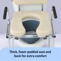 Chaise de toilette en fer avec accoudoirs rabattables, patins antidérapants, aide à la toilette médicale pour les personnes handicapées et les patients post-opératoires