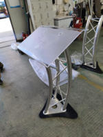 Dragonstage Global Truss GT-Lectern Pro Pupitre en alliage d'aluminium argenté avec garniture en verre Verrouillage rapide Assemblage facile