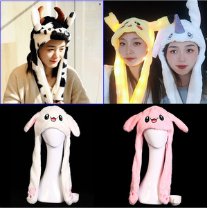 Vaca unicornio <span class=keywords><strong>Orejas</strong></span> <span class=keywords><strong>de</strong></span> conejo sombrero movimiento <span class=keywords><strong>Pikachu</strong></span> conejo suave saltar gorra divertido juguete niñas dibujos animados Kawaii sombrero <span class=keywords><strong>de</strong></span> peluche juguetes para chico adulto - Product Image 2