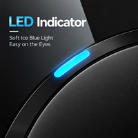 BAOBEN Interrupteur et prise en verre trempé noir, norme britannique, durable, avec boutons ronds et voyant LED pour usage domestique