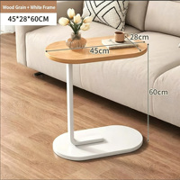 Table d'appoint nordique en forme de C, blanche, table basse ovale moderne en forme de C, table d'appoint pour canapé, pour salon et chambre à coucher