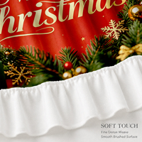 Cosennatur Housse de four de Noël à nouer, rideau de cuisine en tissu polyester imprimé avec ourlet à volants pour ensemble de décoration de fêtes