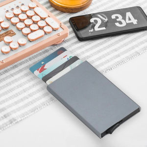 Top vendeur hommes aluminium métal mince minimaliste mince porte-carte de crédit poche avant automatique Pop Up portefeuille pour cadeaux - Product Image 3
