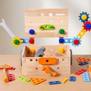 Boîte à <span class=keywords><strong>outils</strong></span> en <span class=keywords><strong>bois</strong></span> pour enfants, éducation précoce, tournevis, écrou, démontage, assemblage, jeu de motricité fine pour les doigts, âges 5-7 - Product Image 2