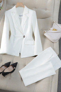 Ensemble Tailleur Femme Chic de Bureau pour <span class=keywords><strong>Entretien</strong></span>, Blazer et Pantalon Haut de Gamme, Veste de Carrière et Pantalon à Un Bouton - Product Image 6