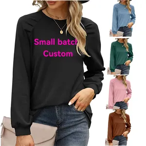 OEM Unique Style Cotton Polyester Plain Sweatshirt With Long Sleeve Women Sweat Shirt With Crew Neck High Quality ODM