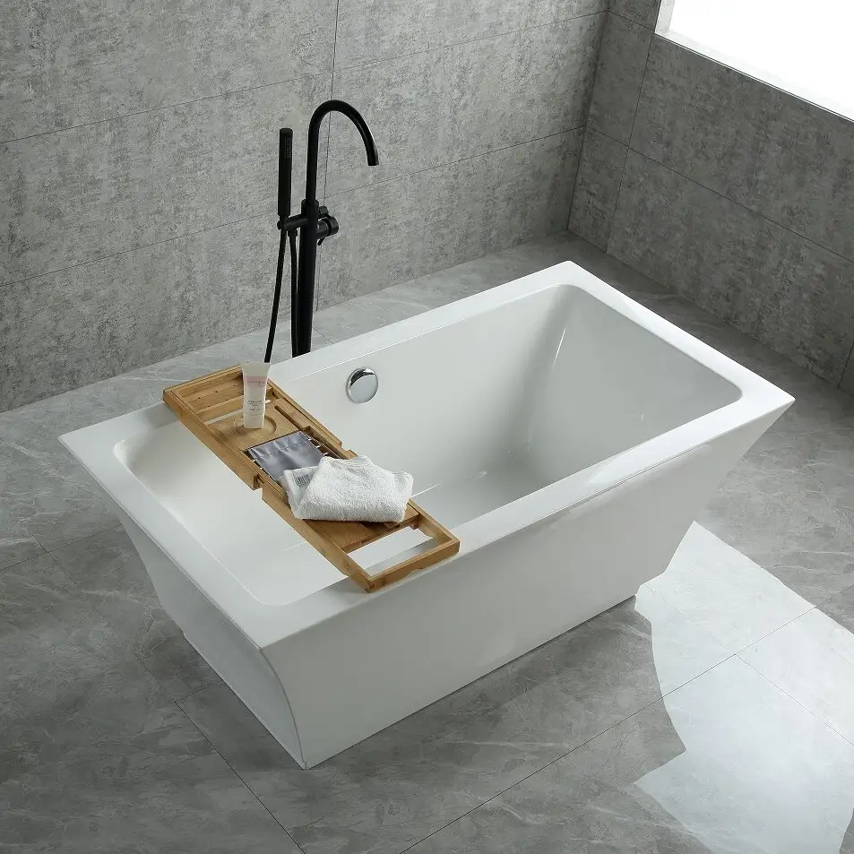 バスタブ長方形自立型アクリル浴槽白いアクリル自立型バスタブお手入れが簡単モダンなバスルーム