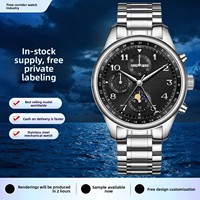Montre mécanique automatique pour homme en acier inoxydable 316L personnalisée, résistante à l'eau jusqu'à 50 m, mouvement Seagull, verre minéral, aiguilles 42 mm