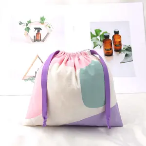 Hot Sale Digital Printing Large Cotton Linen Drawstring Baby Toys Building Block Storage Bag Customized Gift Cotton Dust Pouch