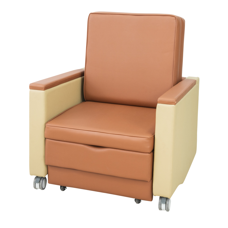 MN-PHY007 Medical Accompany Chair With Wheels Hospital Rome Furniture Metal Adjustable Foldable