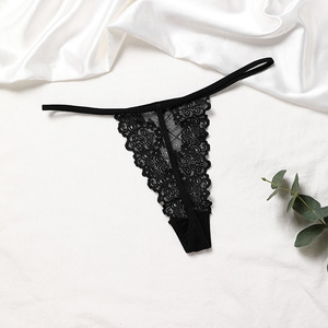 Ensemble de soutien-gorge sans armatures en dentelle style européen et américain, noir, pour femmes, avec string taille basse, grandes tailles - Product Image 4