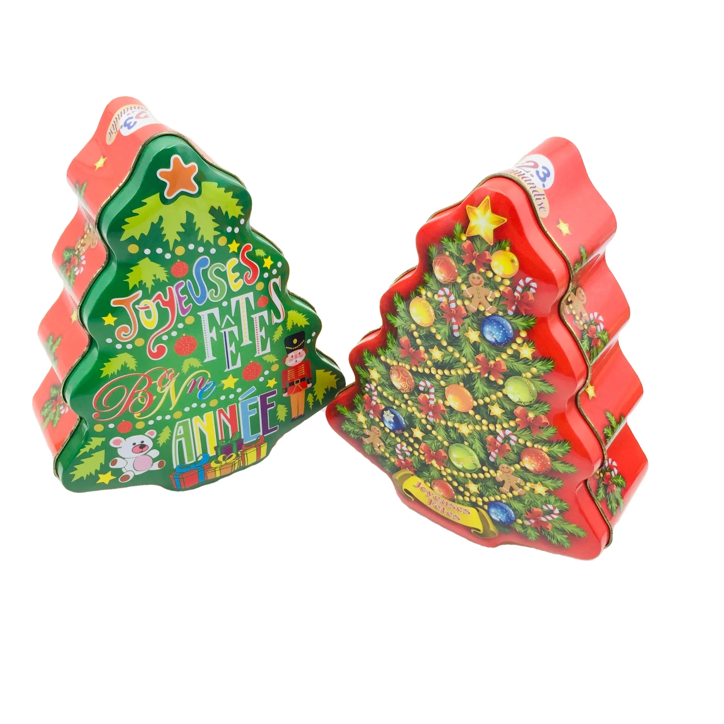 2023 Empty Christmas promotion gift tree tin metal candy boxes