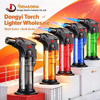 Briquet torche à gaz rechargeable, flamme bleue coupe-vent, réservoir transparent, flamme réglable, pour les grossistes et les commandes en gros