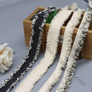 1.8cm màu đen và trắng Tweed tua cắt tùy chỉnh hẹp rìa Ribbon - Product Image 2