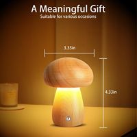Lampe en bois massif en forme de champignon, LED rechargeable, veilleuse créative, lampe de bureau, lampe d'ambiance tactile pour chambre à coucher