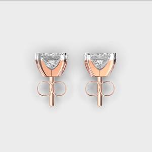 Boucles d'oreilles solitaires en diamant de laboratoire taille princesse, certifiées IGI, 2 carats, or blanc/rose/jaune 14 carats, pour cadeaux d'anniversaire ou de fête - Product Image 4