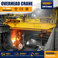 Grue de production électrique robuste en acier, grue métallurgique à double poutre de 20t, 50t, 100t, 200t pour atelier de fonderie
