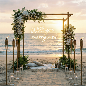 Letrero de Neón con la Frase '¿Te Casarías Conmigo?' - Luz Decorativa LED Blanca Cálida para Colgar, Ideal para Propuesta en un Bosque Encantado al Atardecer - Product Image 5