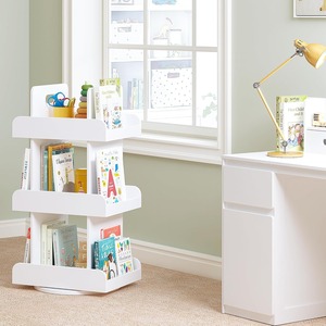 Librería Giratoria de Madera Blanca Contemporánea de 3 Niveles, Torre de 360 Grados °   Librería Giratoria para Niños, para el Hogar - Product Image 3