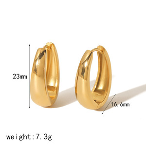 Pendientes Colgantes en Forma de U de Acero Inoxidable, Chapados en Oro, Joyería de Moda, Pendientes de Aro para Mujer - Product Image 4