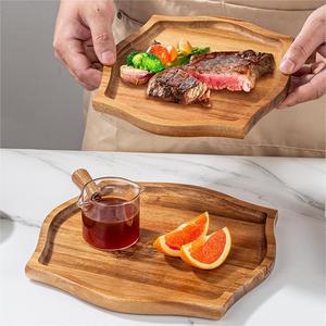Plateau en bois d'acacia biologique durable, plateau à fromage écologique, plateau à café, à thé, à petit-déjeuner, à pain, pour servir lors de fêtes - Product Image 6