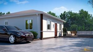 Villa préfabriquée de 93 <span class=keywords><strong>m2</strong></span> avec trois chambres, design moderne, panneaux sandwich ignifuges A1, avec carport, À VENDRE - Product Image 4
