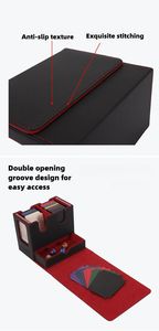 Boîte magnétique double fenêtre pour cartes avec tiroir à dés, capacité de 260+ cartes, étui de rangement double deck pour cartes TCG MTG Commander <span class=keywords><strong>Pokémon</strong></span> - Product Image 6