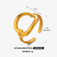 Cincin Persegi Geometris Minimalis Gaya Eropa dan Amerika untuk Wanita, Temperamen Liar, Baja Tahan Karat Berlapis Vakum