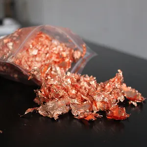 100% Pure Copper flakes Factory supply Metallic Gold leaf flakes for Nails art, crafts making