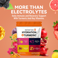 Sachets d'électrolytes au curcuma végétaliens pour l'hydratation, la nutrition sportive et le bien-être quotidien