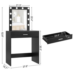 Vente en gros pas cher debout <span class=keywords><strong>petite</strong></span> <span class=keywords><strong>commode</strong></span> avec miroir de lumière tiroir en bois simple maquillage vanité table - Product Image 3