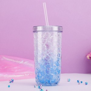 Gradient Color Changing Ice Crusher Cup With Straw Large Capacity For Cold Drinks Party Use Two Piece Set - Product Image 4