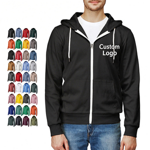 Sudadera con capucha básica para hombre de marca privada, color liso, manga larga, con cremallera, fabricación de ropa ODM con marca personalizada, venta al por mayor - Product Image 1