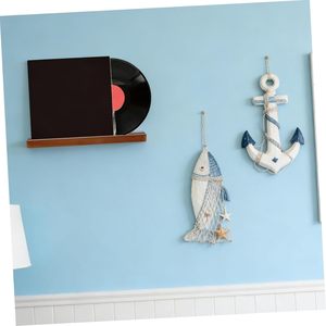 Cross-border wooden record rack, hanging <b>vinyl</b> record holder, <b>wall</b>-mounted CD display rack - Product Image 2