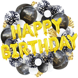 Palloncino in Alluminio 'Happy Birthday' da 16 Pollici Palloncini Bianchi e Dorati con Coriandoli Foglie di Palma Artificiali Decorazioni per Feste di <span class=keywords><strong>Compleanno</strong></span> e Matrimoni - Product Image 4