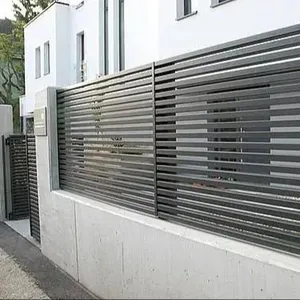 Valla de aluminio de privacidad decorativa para exteriores barata de alta calidad, paneles de valla de Valla de jardín de listón Horizontal de Metal