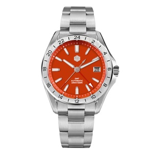 San Martin Men GMT Watch 39mm <b>Automatic</b> Mechanical <b>Wristwatch</b> 10Bar BGW-9 Luminous Sapphire NH34 Rare Mineral Gemstone Dial - Product Image 1