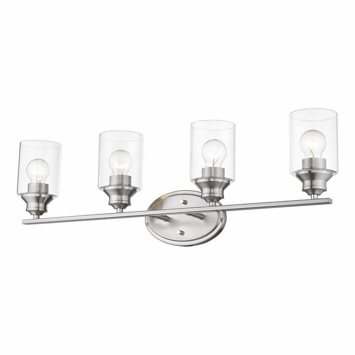 hms Four Light Silver Wall Light with Clear Glass Shade